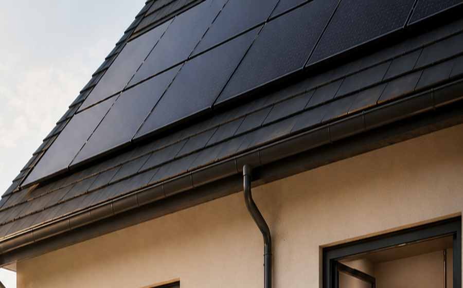 Сонячні панелі на даху будинку